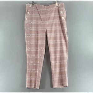 Jules & Leopold Pink Plaid Sailor Button Pull On Ankle Pants Womens L